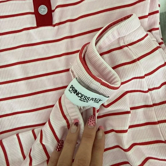 Princess Polly Red and White Striped Lounge Set - Picture 3 of 3